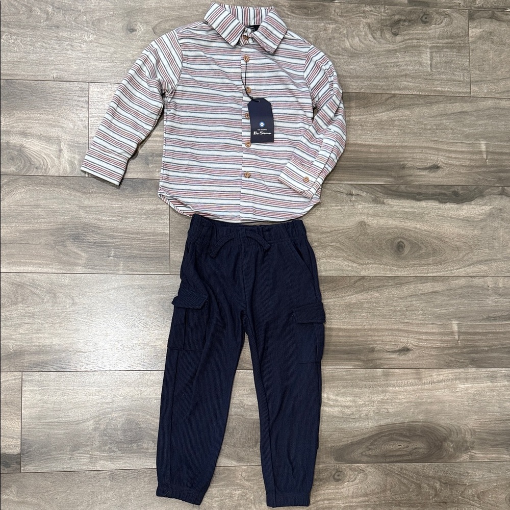 Ben Sherman Striped Shirt and Navy Pants Set